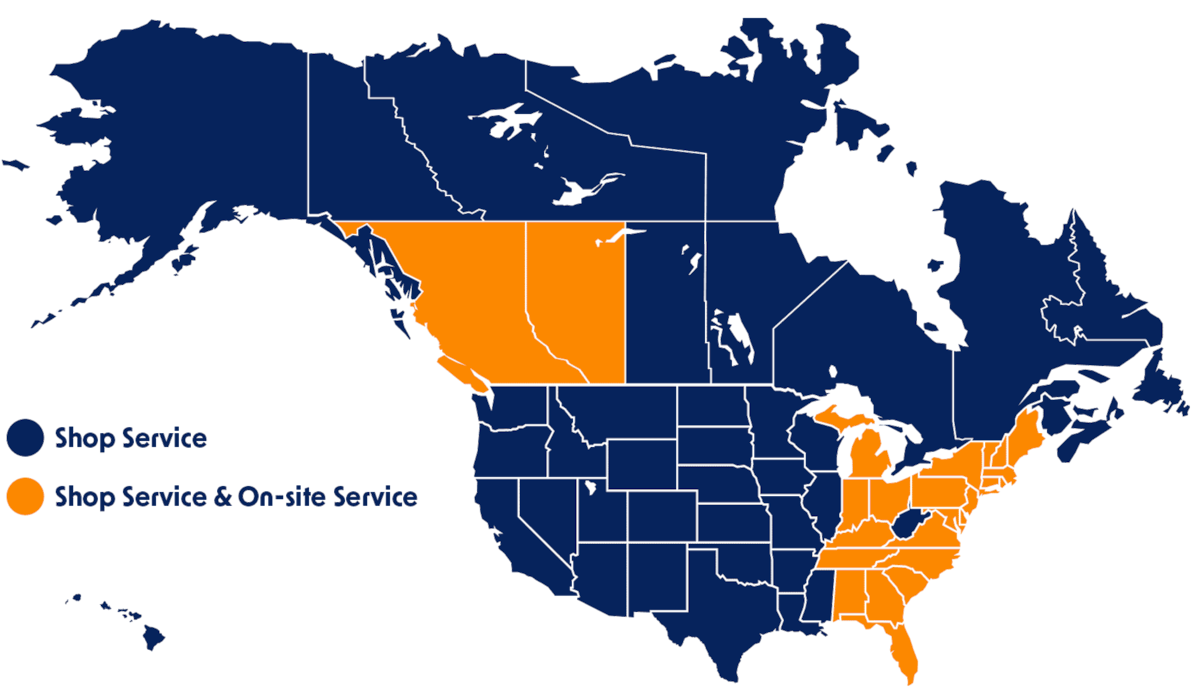 Service map of North America